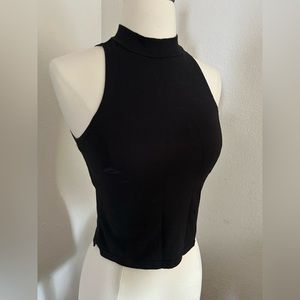Black Mock Neck Crop Tank Top S